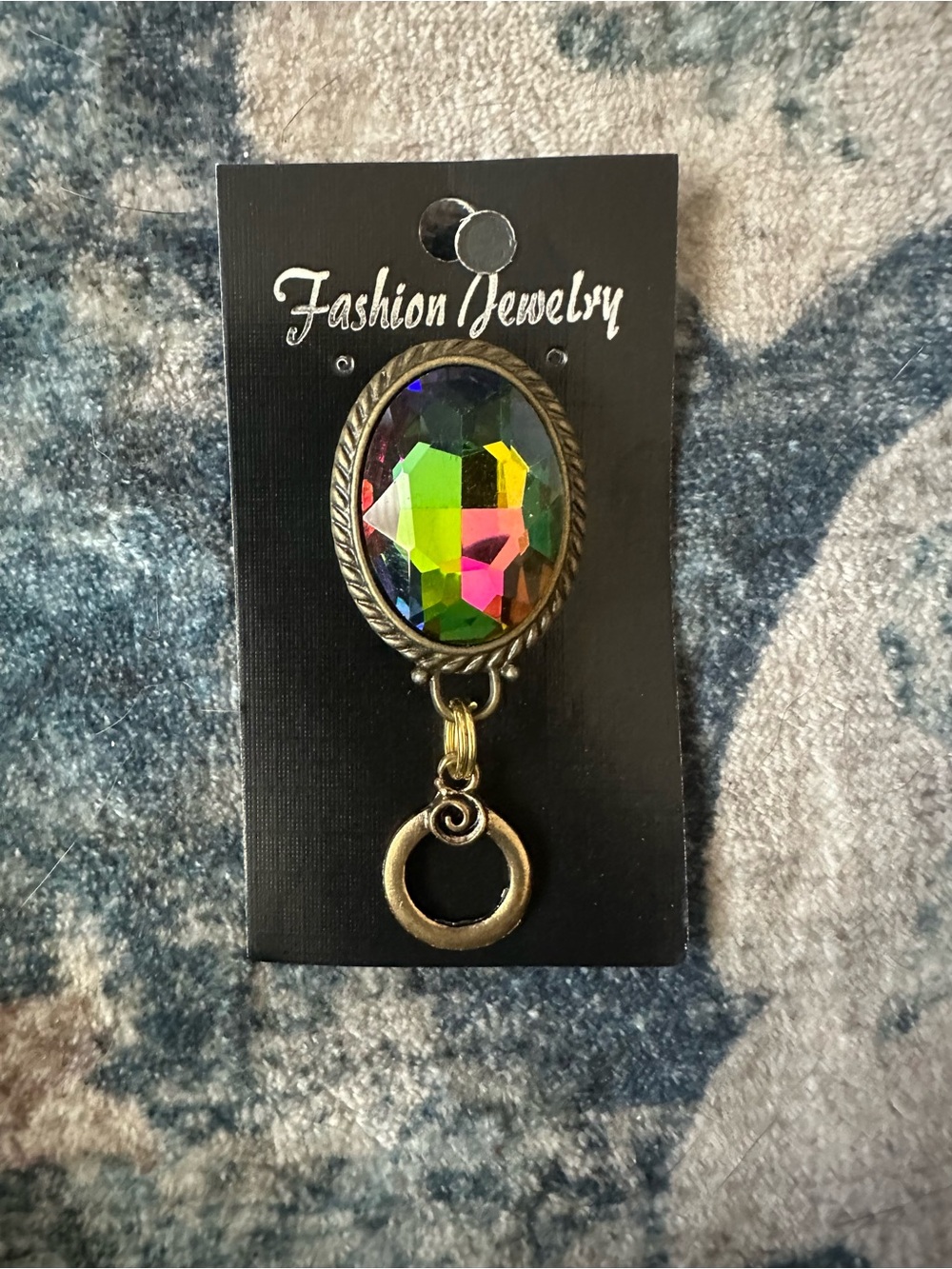 Magnetic Badge Holder Fashion Jewelry Multicolor Oval Crystal Pendant Necklace